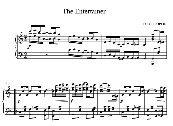 The Entertainer Sheet Music (Piano) – JoeRaciti.com